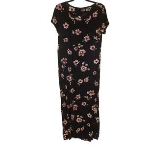 KNAPP‎ Studio 90's dress size Medium vintage stretch floral black side slit